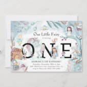 かわいい冬の森フェアリーのクリスマス1歳の誕生日 招待状 (正面)