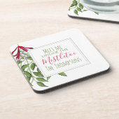 かわいい冬の植物性クリスマスグリーン コースター (左側)