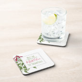 かわいい冬の植物性クリスマスグリーン コースター (右側)