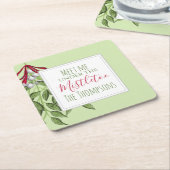 かわいい冬の植物性クリスマスグリーン スクエアペーパーコースター (アングル)