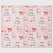 かわいい冬の極熊の漫画シームレスなパターン ラッピングペーパー (フラット)