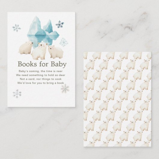 かわいい冬の極熊の赤ちゃんシャワーベビー エンクロージャーカード (正面/裏面)