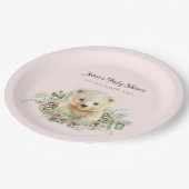 かわいい冬の極熊ピンクの女の子ベビーシャワー ペーパープレート (アングル)