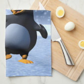 かわいい冬の水兵ペンギン 雪のホリデーアート キッチンタオル (四つ折り)