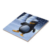 かわいい冬の水兵ペンギン 雪のホリデーアート タイル (側面)