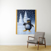 かわいい冬の水兵ペンギン 雪のホリデーアート タペストリー (インサイチュ)