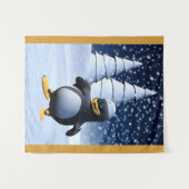 かわいい冬の水兵ペンギン 雪のホリデーアート タペストリー (正面(横))