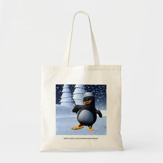 かわいい冬の水兵ペンギン 雪のホリデーアート トートバッグ (正面)
