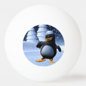 かわいい冬の水兵ペンギン 雪のホリデーアート 卓球ボール (裏面)