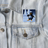 かわいい冬の水兵ペンギン 雪のホリデーアート 缶バッジ (インサイチュ)