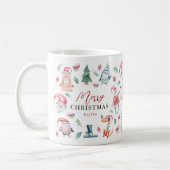 かわいい冬の水彩メリークリスマス コーヒーマグカップ (左)