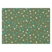 かわいい冬の水玉模様スポットを緑とティール（緑がかった色） テーブルクロス (正面(横))