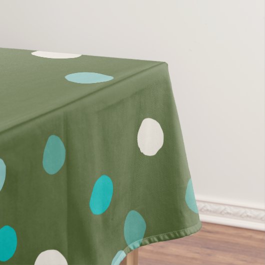 かわいい冬の水玉模様スポットを緑とティール（緑がかった色） テーブルクロス (インサイチュ)