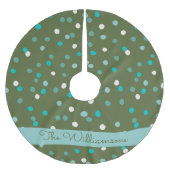 かわいい冬の水玉模様スポットグリーンパーソナライズされた ブラッシュドポリエステルツリースカート (正面)