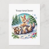 かわいい冬の混成動物オオカミウサギのカスタマイズ ポストカード (正面)