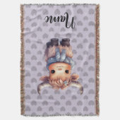 かわいい冬の牛とハート スローブランケット (正面縦)