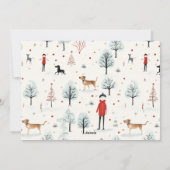 かわいい冬の犬のセーター毛皮と明るいクリスマス シーズンカード (裏面)