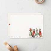 かわいい冬の犬のセーター　ファー付きで明るいクリスマス ノートカード (正面/裏面インサイチュ)