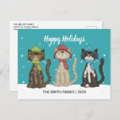 かわいい冬の猫の休日クリスマス ポストカード (正面/裏面)
