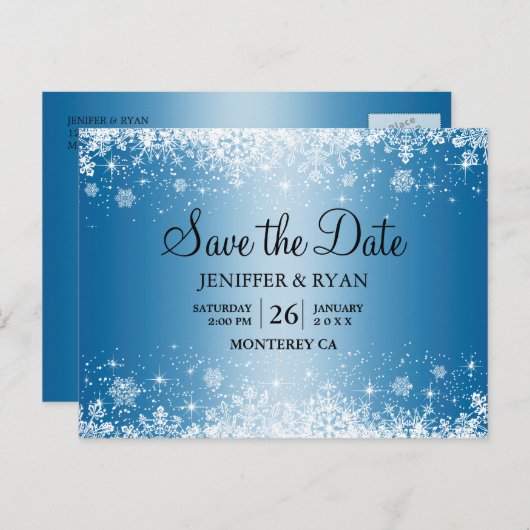 かわいい冬の結婚式だ、デートのはがきを除いて 案内ポストカード (正面/裏面)