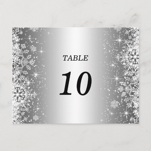 かわいい冬の結婚式のテーブル番号はがき ポストカード (正面)