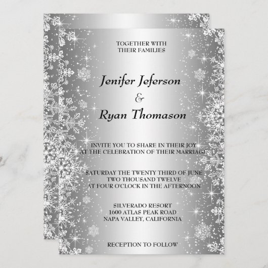 かわいい冬の結婚式招待状 招待状 (正面/裏面)