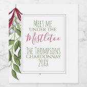 かわいい冬の緑のクリスマス ワインラベル (シングルラベル)