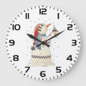 かわいい冬の角灯 ラージ壁時計 (正面)