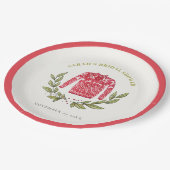 かわいい冬の赤い緑の醜いセーターブライダルシャワー ペーパープレート (アングル)