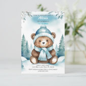 かわいい冬の赤ちゃんクマの誕生日招待状 招待状 (スタンド正面)