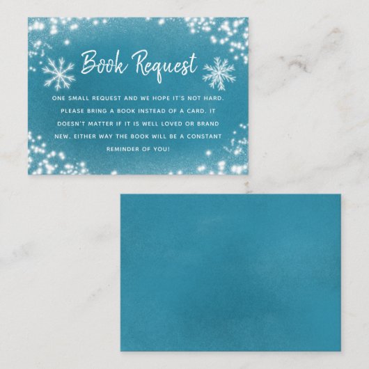 かわいい冬の赤ちゃんシャワーブルーブックリクエスト エンクロージャーカード (正面/裏面)