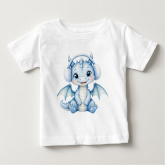 かわいい冬の赤ちゃんドラゴン 耳当て キッズ ベビーTシャツ