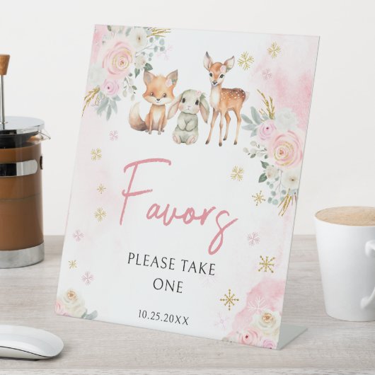 かわいい冬の赤ちゃん女の子シャワーはペデスタルサインを好む 台座サイン (インサイチュ)