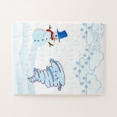 かわいい冬の雪だるまと風ジグソーパズル ジグソーパズル (横)