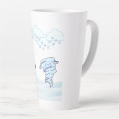 かわいい冬の雪だるまと風 カフェラテマグ (右アングル)
