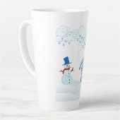 かわいい冬の雪だるまと風 カフェラテマグ (左アングル)