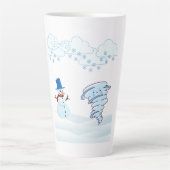 かわいい冬の雪だるまと風 カフェラテマグ (正面)