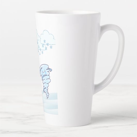 かわいい冬の雪だるまと風 カフェラテマグ (右)