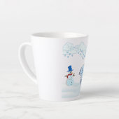 かわいい冬の雪だるまと風 カフェラテマグ (左アングル)