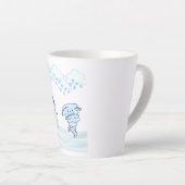 かわいい冬の雪だるまと風 カフェラテマグ (右アングル)
