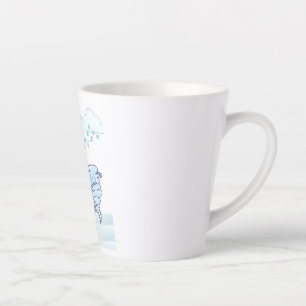 かわいい冬の雪だるまと風 カフェラテマグ