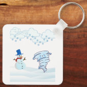 かわいい冬の雪だるまと風 キーホルダー (裏面)