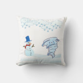 かわいい冬の雪だるまと風 クッション (正面)