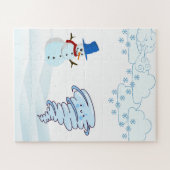 かわいい冬の雪だるまと風 ジグソーパズル (横)