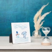 かわいい冬の雪だるまと風 フォトプラーク (インサイチュ)