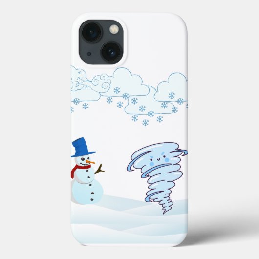 かわいい冬の雪だるまと風 Case-Mate iPhoneケース (裏面)