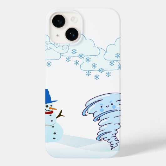かわいい冬の雪だるまと風 Case-Mate iPhoneケース (裏面)