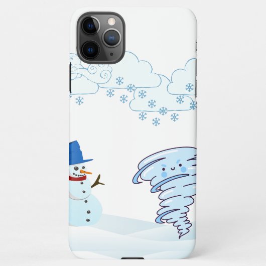 かわいい冬の雪だるまと風 iPhoneケース (裏面)