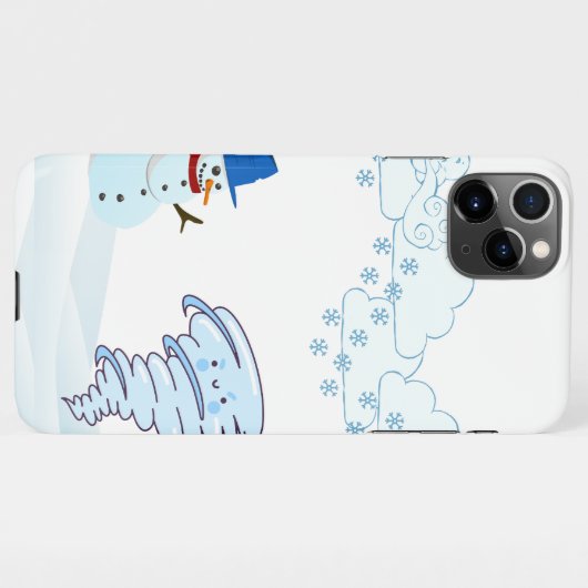 かわいい冬の雪だるまと風 iPhoneケース (裏面横)