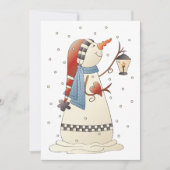 かわいい冬の雪だるまのランタン付きのカード 招待状 (正面)